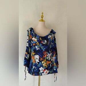 Banana Republic Floral Blue Women's Off shoulder Top Size XL